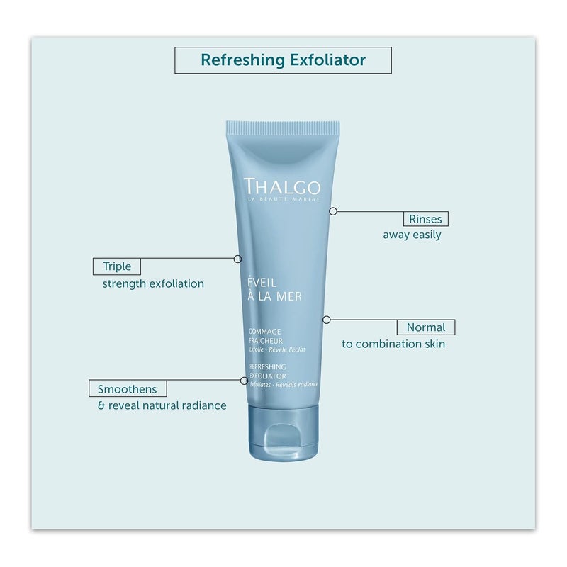 Thalgo Refreshing Exfoliator Energizing Face Scrub with Diatomaceous Earth Almond Shell for Oily Skin 50ml - Image 3