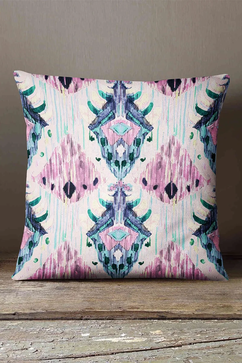 İnsense Home Velvet Babyface Pink Blue Ethnic Decorative Throw Pillow Pillow Case - CGH183