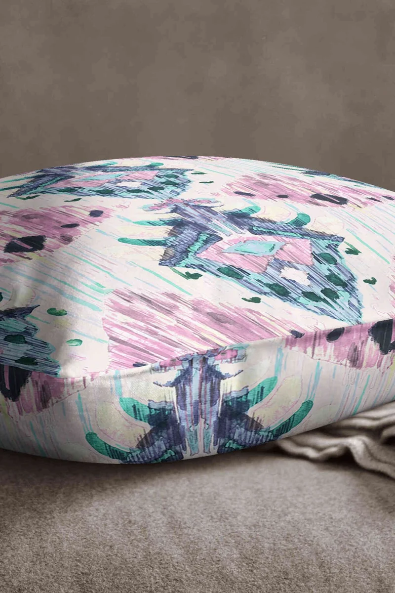 İnsense Home Velvet Babyface Pink Blue Ethnic Decorative Throw Pillow Pillow Case - CGH183
