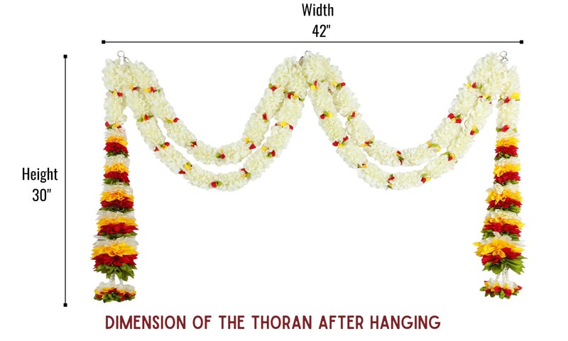 Daedal crafters Double Layered Simple Cone Door Set Maroon Toran for Main Door Entrance, Reusable Thoran for Mandir & Living Room Décor, Bandarwal for Festival Decoration (30x42 inch) - Image 4