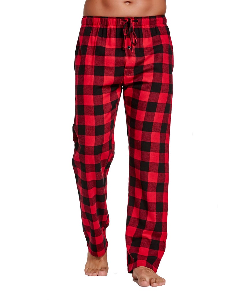 CYZ Men's 100% Cotton Super Soft Flannel Plaid Pajama Pants,SAHARA-BlackRedGingham,Small - Image 1