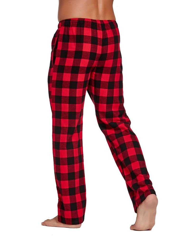 CYZ Men's 100% Cotton Super Soft Flannel Plaid Pajama Pants,SAHARA-BlackRedGingham,Small - Image 2