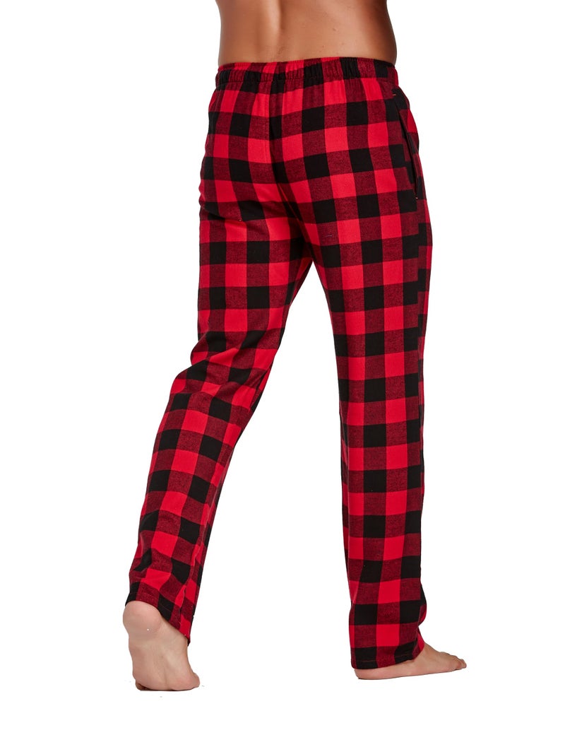 CYZ Men's 100% Cotton Super Soft Flannel Plaid Pajama Pants,SAHARA-BlackRedGingham,Small - Image 4