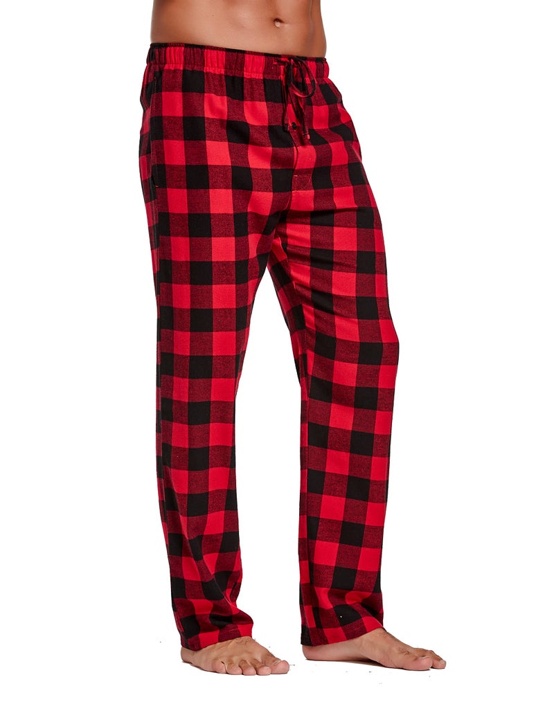 CYZ Men's 100% Cotton Super Soft Flannel Plaid Pajama Pants,SAHARA-BlackRedGingham,Small - Image 3