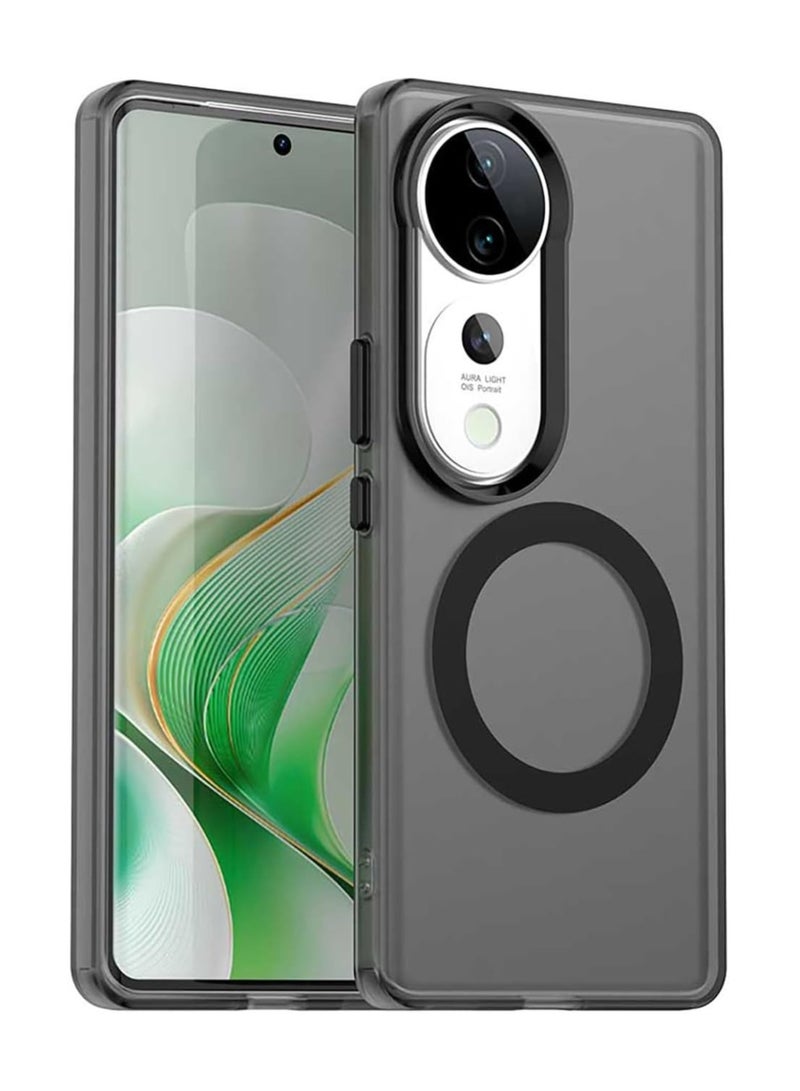 general Case for Vivo V40 5G / Vivo V40 Pro 5G, Compatible with Magnetic Charging, Ultra-thin Matte Translucent Anti-shock Rigid PC Case, Soft Silicone TPU Bumper Cover - Image 1