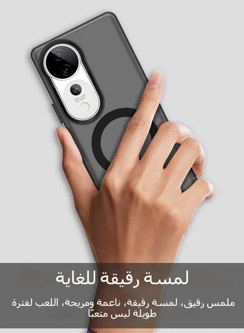 general Case for Vivo V40 5G / Vivo V40 Pro 5G, Compatible with Magnetic Charging, Ultra-thin Matte Translucent Anti-shock Rigid PC Case, Soft Silicone TPU Bumper Cover - Image 5