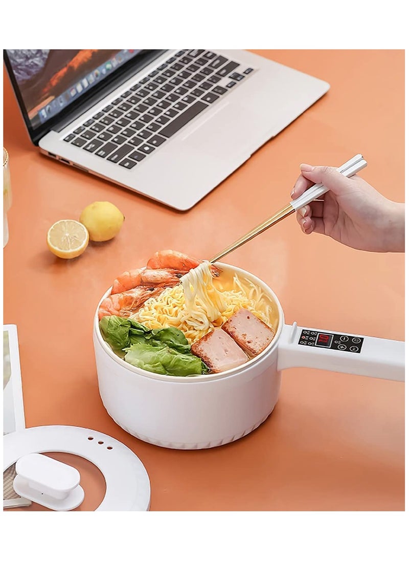 Generic - Electric Hot Pot with Steamer | Non-Stick Multi-Functional Cooker | 2L Electric Skillet, Saucepan, Frying Pan for Ramen, Eggs, Noodles, Steak, Fried Rice, Sautéing, Steaming & Soups | Portable for Home & Dorm Use - Image 1
