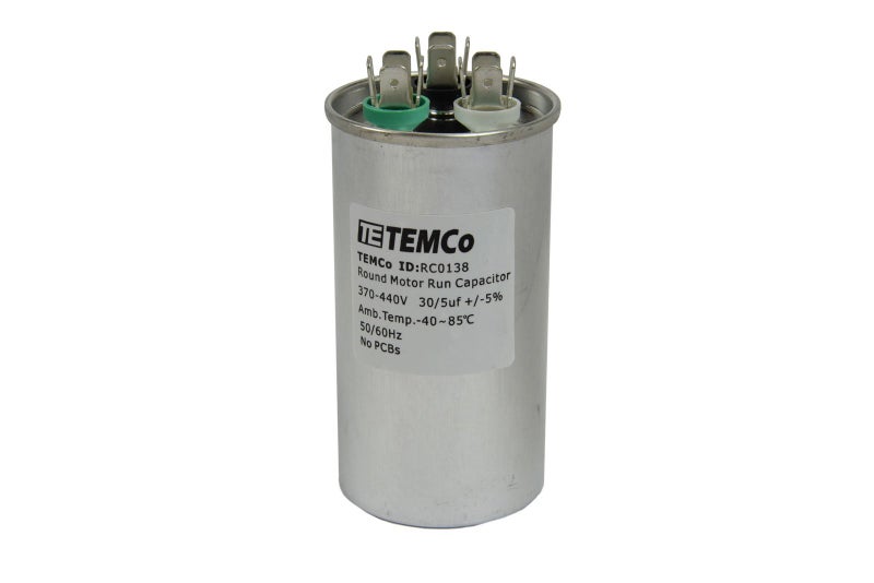 TEMCo 305 ufMFD 370440 VAC Volts Round Dual Run Capacitor 5060 Hz AC Electric  Lot 1 Optional ufMFD Voltage and Lot Quantities Available