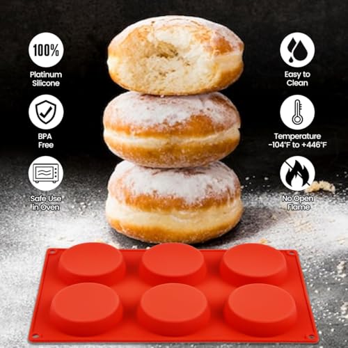 CAKETIME Muffin Top Pan, Silicone Egg Molds for Breakfast Sandwiches 3 Inch Round Silicone Baking Molds for Baking English Muffins, Whoopie Pies, Corn Bread, Egg Bites, Tarts 3 Pack - Image 3