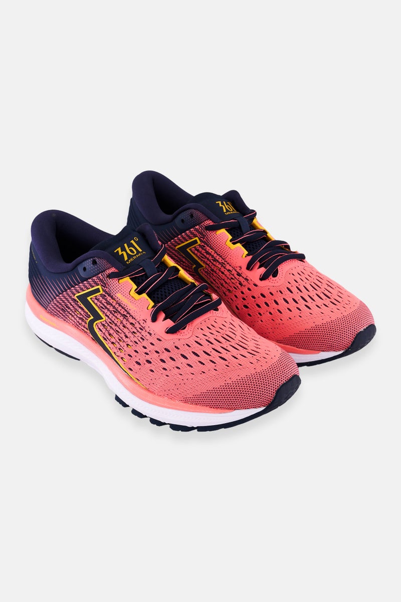 361 Degrees Women Meraki Lace Up Running Shoes, Pink - Image 1
