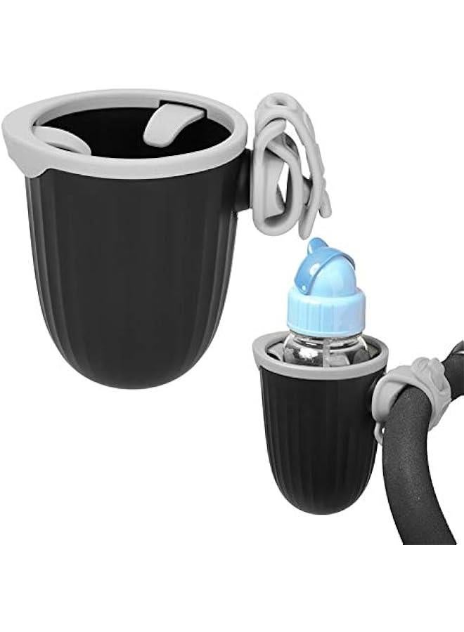 Stroller Cup Holder, Safe Wheelchair Accessory, for Baby (Classic Black with Gray) - Image 3