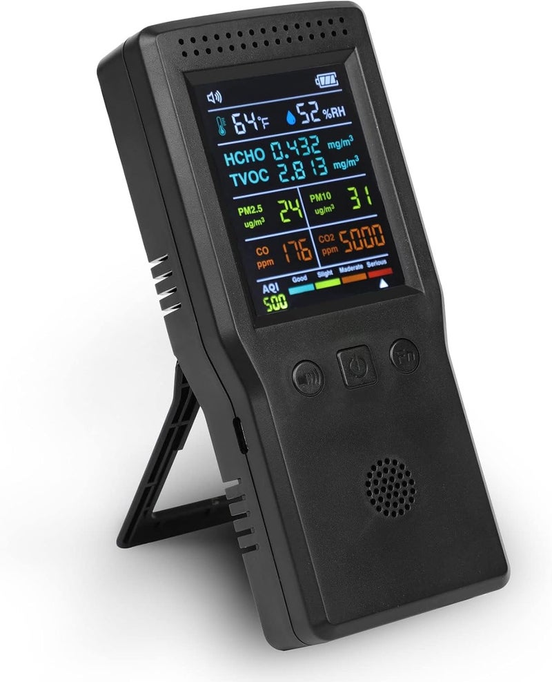 9 in 1 Air Quality Monitor, Formaldehyde Detector Indoor, Temperature & Humidity Meter, Pollution Tester, Sensor, Detect PM2.5/PM10 Monitor, for Test Indoor HCHO TVOC Volatile Organic Compound Gas - Image 1