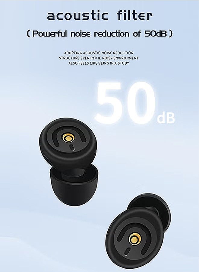 إم إكس إن 4 قطع مقابس للأذن، مقابس للأذن من السليكون للنوم مقابس للأذن قابلة لإعادة الاستخدام للحد من الضوضاء، 50 ديسيبل لتخفيف الضوضاء مقابس للأذن للعمل أثناء النوم (أسود) - Image 4