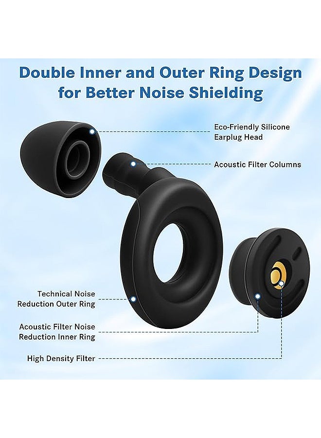 إم إكس إن 4 قطع مقابس للأذن، مقابس للأذن من السليكون للنوم مقابس للأذن قابلة لإعادة الاستخدام للحد من الضوضاء، 50 ديسيبل لتخفيف الضوضاء مقابس للأذن للعمل أثناء النوم (أسود) - Image 2