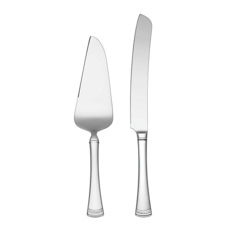 Lenox Silverware Serving Set Portola 2Piece Dessert Set Serving Utensils 1810 Stainless Steel Mirror Finish Dishwasher Safe Cake Knife Cake Server Dessert Serveware Silver 2 Piece - Image 2