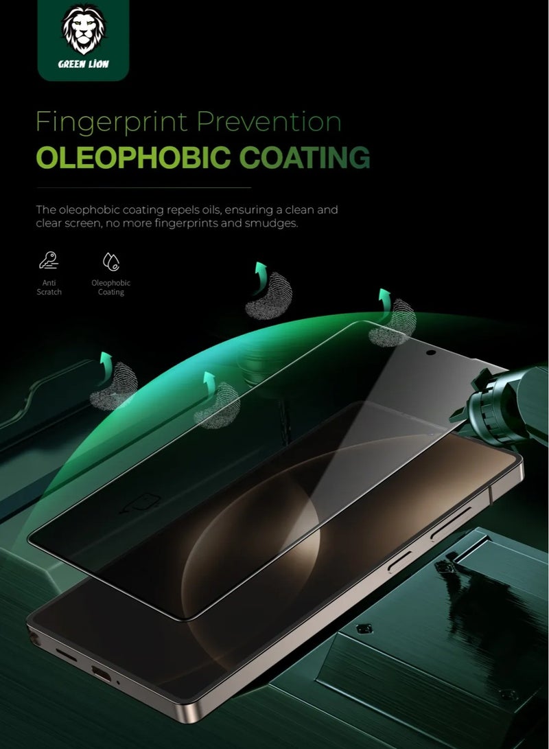 جرين ليون واقي شاشة زجاجي 9H Privacy Shield لهاتف Samsung Galaxy S25 Ultra / 28° مضاد للتجسس / مقاوم للصدمات / سريع الاستجابة للمس / فتح بصمة الإصبع / مضاد للخدش / واقي شاشة خالٍ من الفقاعات - أسود - Image 3