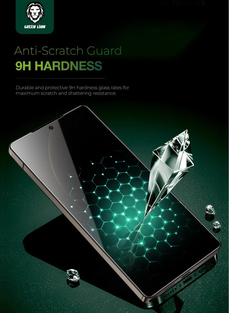 جرين ليون واقي شاشة زجاجي 9H Privacy Shield لهاتف Samsung Galaxy S25 Ultra / 28° مضاد للتجسس / مقاوم للصدمات / سريع الاستجابة للمس / فتح بصمة الإصبع / مضاد للخدش / واقي شاشة خالٍ من الفقاعات - أسود - Image 5