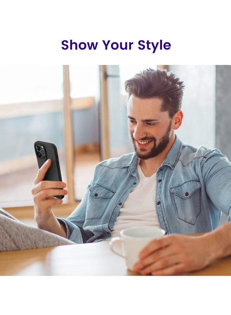 Silicone Case Compatible with iPhone 14 Pro Max, Slim Liquid Silicone, Layers of Soft Gel Rubber Shockproof, Protective Phone Case Cover with TPU Lining (Black) - Image 5