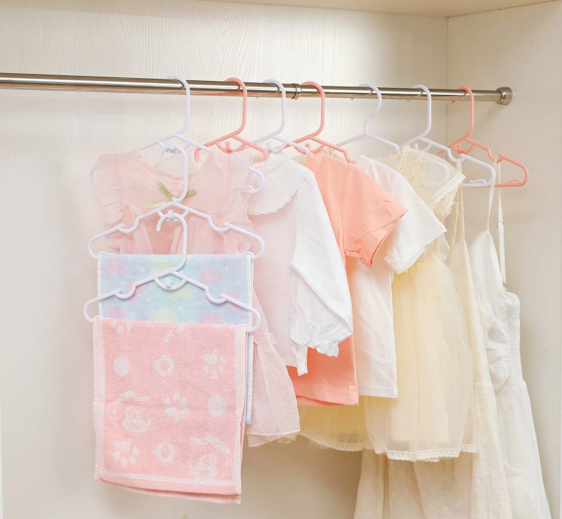 VIIBASE 60Pcs Grey Baby Nursery Closet Hangers Non-Slip Laundry Infant Pant Hanger For Newborn Clothes Gift Stackable Hangers Save Space Ultra-Thin Child Coat Hanger For Girl Boy Toddler Kid - Image 5