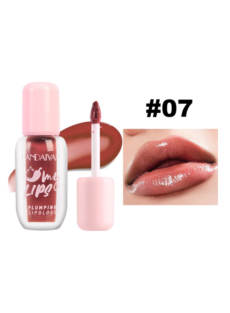 Handaiyan Lip Gloss Plumper Hydrating Moisturizing Long Lasting High Glossy Jelly Lip Stain Super Lustrous Balm Oil Tinted Treatment Lip Glow Glass Shine Glitter Makeup Colored Bright Lifter For Women Girls #07 - Image 1