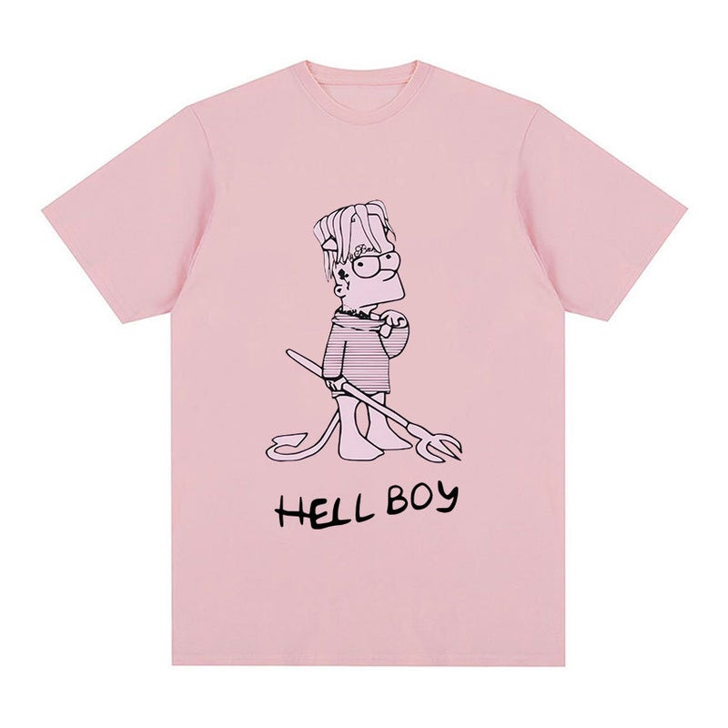 Rapper Lil Peep Hell Boy Pink Graphic T-Shirt Men'S Cool Hip - Image 1