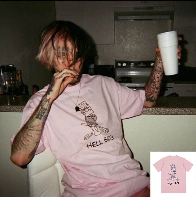 Rapper Lil Peep Hell Boy Pink Graphic T-Shirt Men'S Cool Hip - Image 2