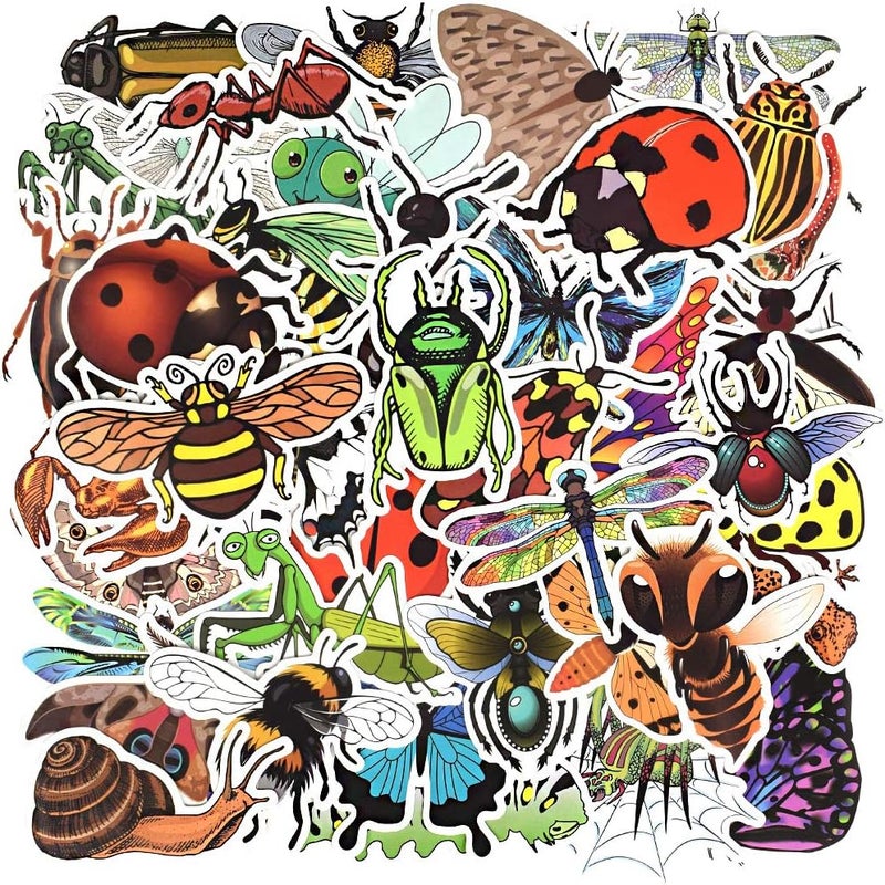 QTL Bug Stickers Insect Stickers for Kids Insect Stickers for Water Bottle Stickers for Boys Teens Waterproof Vinyl Stickers 50Pcs - Image 2