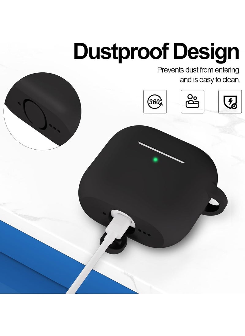 Generic - Silicone Case For AirPods 4, Anti-Shock, Anti-Drop, Anti-Dust, Visible LED Light, Protective Cover with Keychain and Lanyard Compatible With AirPods 4th Generation 2024 (Black) - Image 1