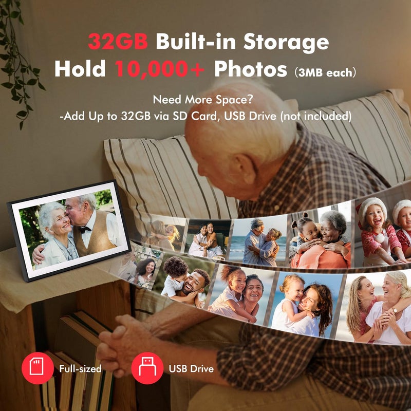 Pastigio Digital Picture Frame, 15.6 Inch Large Frameo Digital Photo Frame WiFi, 32GB, 1920 * 1080 IPS HD Touch Screen, Tabletop&Wall-Mounted, Share Picture Video, Birthday, Wedding, for Mom - Image 5