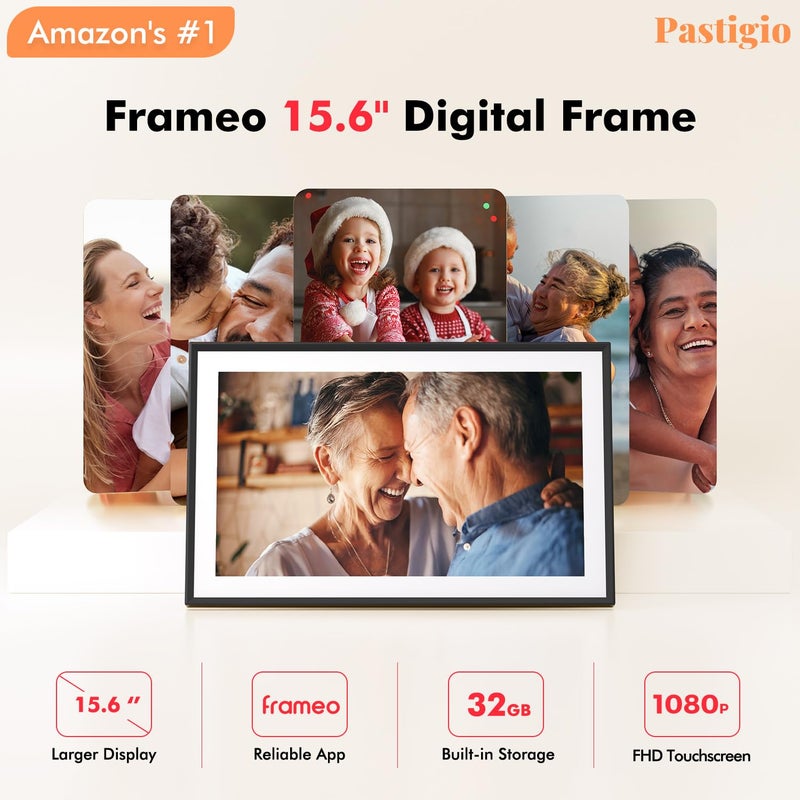 Pastigio Digital Picture Frame, 15.6 Inch Large Frameo Digital Photo Frame WiFi, 32GB, 1920 * 1080 IPS HD Touch Screen, Tabletop&Wall-Mounted, Share Picture Video, Birthday, Wedding, for Mom - Image 3