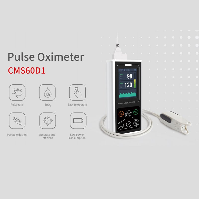 كونتيك مقياس التأكسج النبضي للأصابع CMS60D1، جهاز قياس تشبع الأكسجين المنزلي، جهاز محمول لقياس نسبة SpO2 ومعدل النبض مع مؤشر التروية، شاشة LED وبطارية قابلة للشحن - Image 3