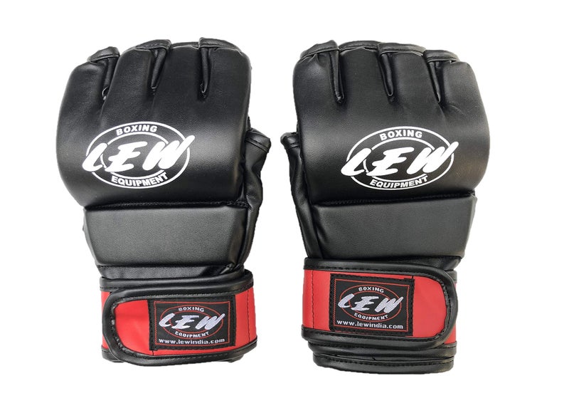LEW Red/Black Fight/MMA/Muay Thai Thumb Protection Grappling Gloves (Black/Red, Large/X-Large) - Image 3