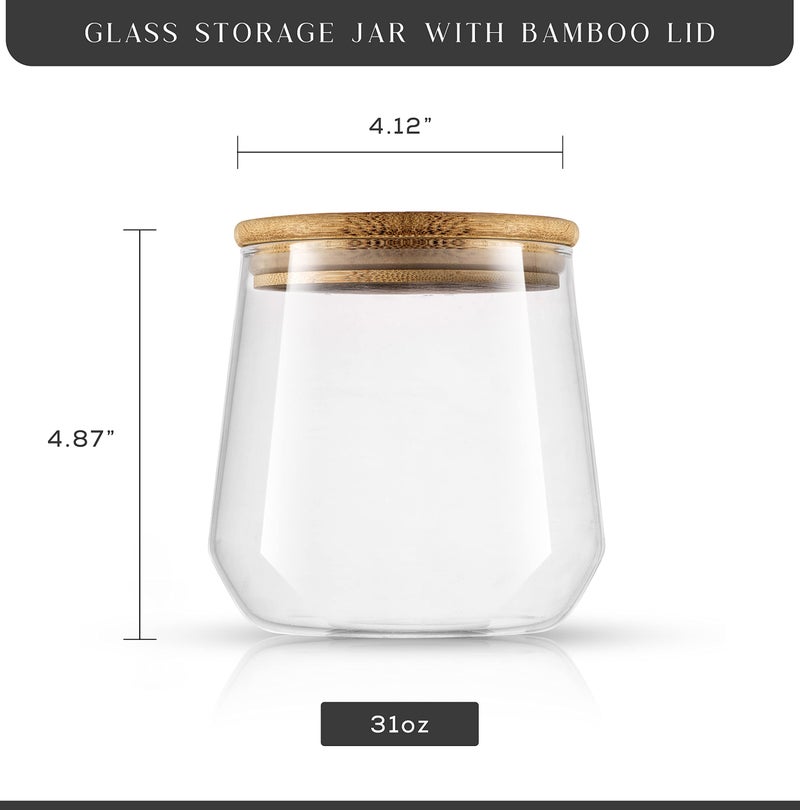 JoyJolt Cookie Jar. 1 Large Glass Jars With Bamboo Lids Set. For Kitchen Counter, Rice Jar, Candy Jar, Flour and Sugar Containers Canisters, 31-OZ Big Glass Jar with Lid, Airtight Glass Storage - Image 2