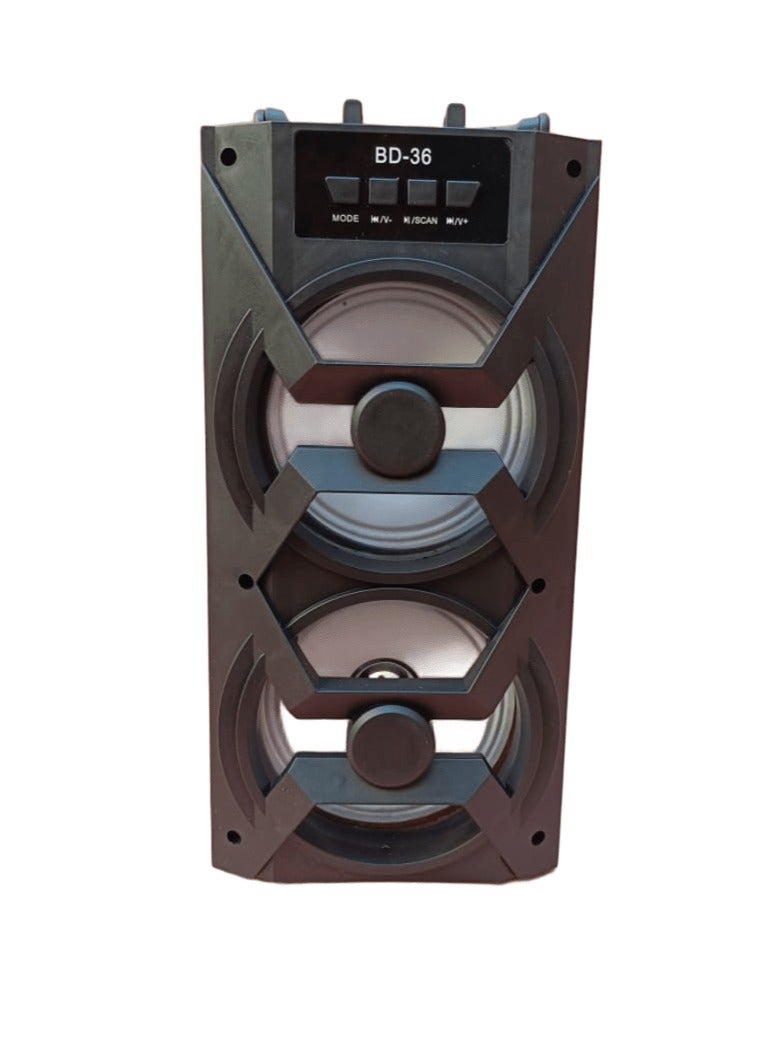 Portable wireless Bluetooth speaker with USB, FM radio and AUX power that delivers high-quality sound, dynamic light show, high-quality audio, and rechargeable battery.  - Image 1