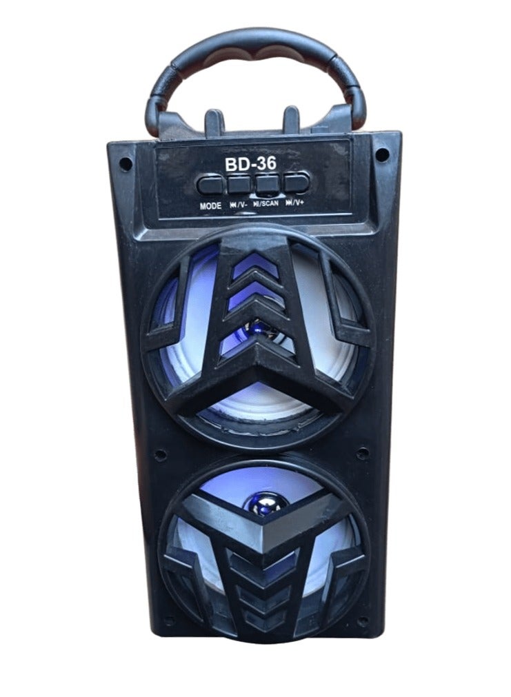 Portable wireless Bluetooth speaker with USB, FM radio and AUX power that delivers high-quality sound, dynamic light show, high-quality audio, and rechargeable battery. - Image 3