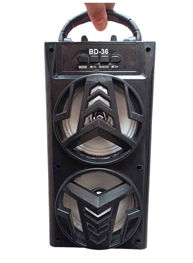 Portable wireless Bluetooth speaker with USB, FM radio and AUX power that delivers high-quality sound, dynamic light show, high-quality audio, and rechargeable battery. - Image 1