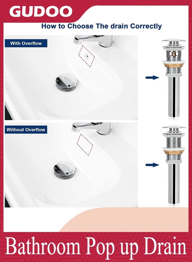 GUDOO تصريف حوض الحمام بنظام النقر، مصفاة حوض نحاسية لتجميع المياه في الحمام، سدادة لحوض السفن، مقاومة للانسداد - Image 2
