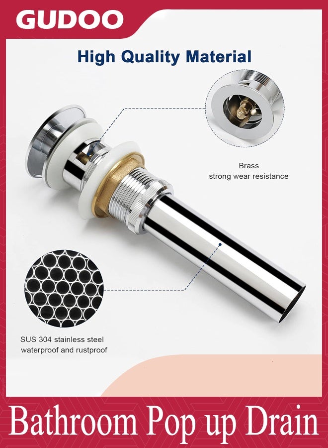 GUDOO تصريف حوض الحمام بنظام النقر، مصفاة حوض نحاسية لتجميع المياه في الحمام، سدادة لحوض السفن، مقاومة للانسداد - Image 3