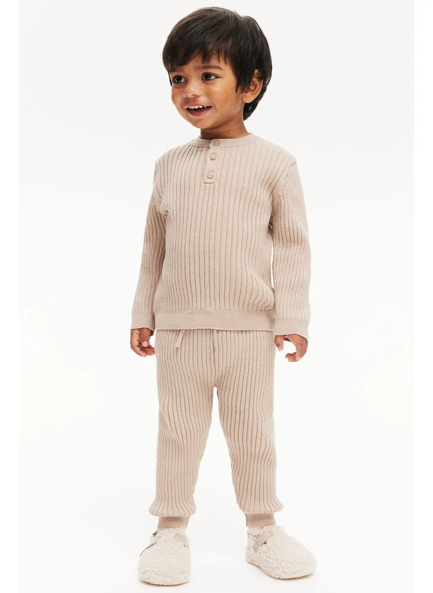H&M 2-Piece Rib-Knit Cotton Set
