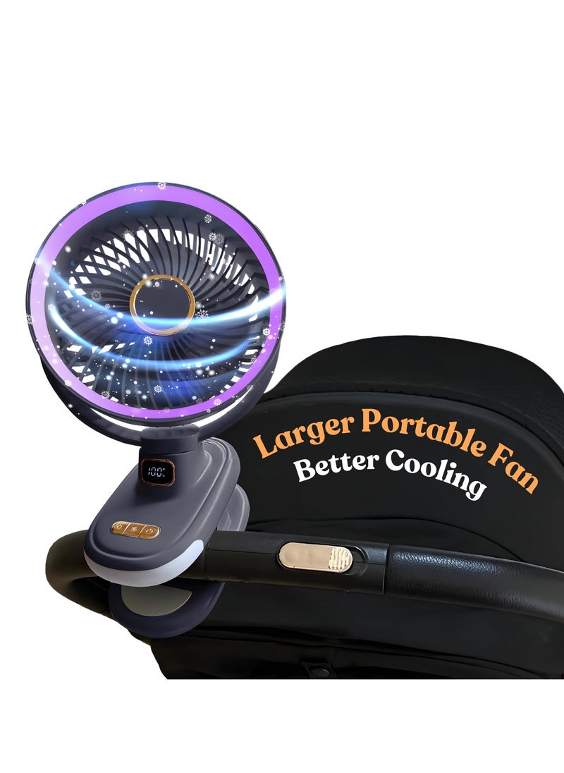 SYOSI Portable Mini Fan for Stroller 6 inch Rechargeable Brushless Motor Clip on Fan with Night Light Ultra Silent 360° Rotation Fully Automatic Shaking Head 5 Speeds for Baby Strollers Car Seats Library  - Image 1