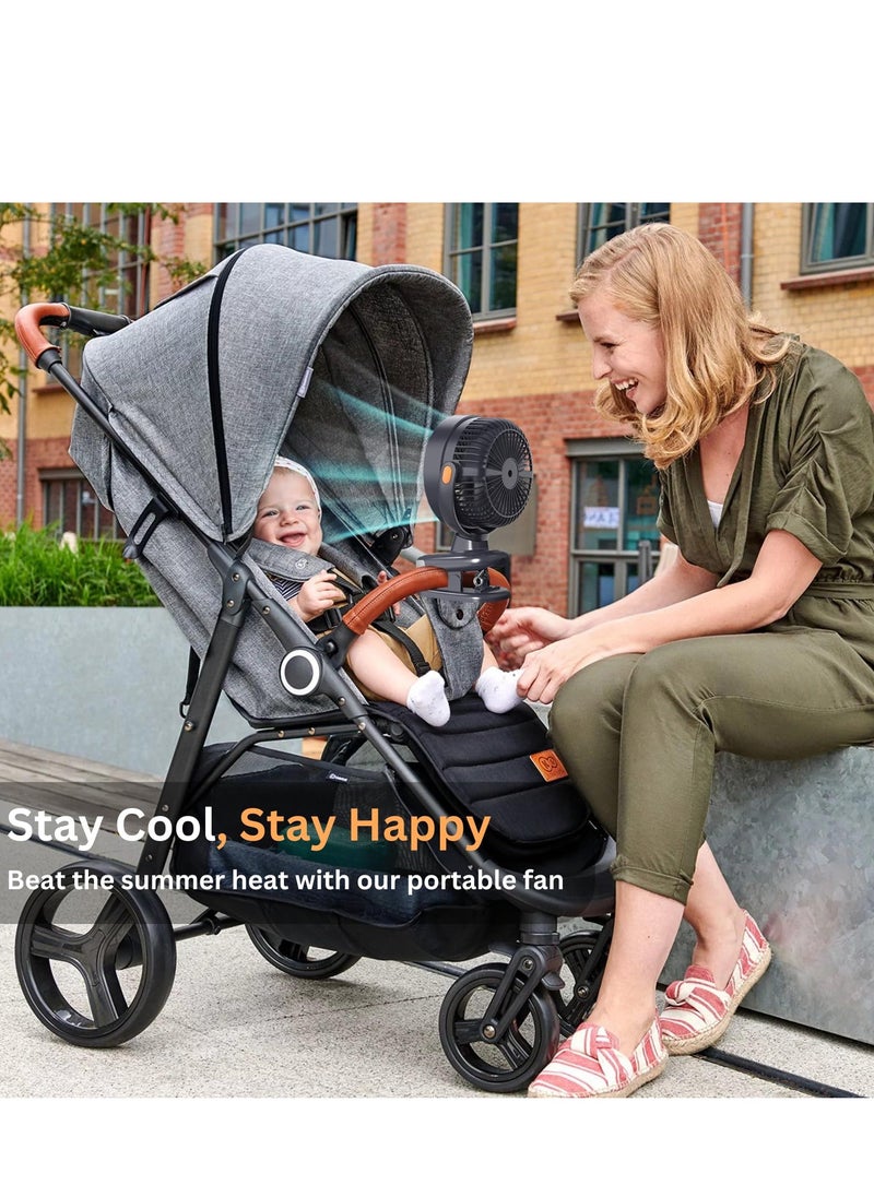 SYOSI Portable Mini Fan for Stroller 6 inch Rechargeable Brushless Motor Clip on Fan with Night Light Ultra Silent 360° Rotation Fully Automatic Shaking Head 5 Speeds for Baby Strollers Car Seats Library  - Image 3