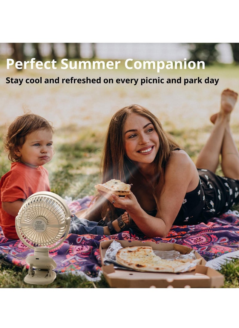 SYOSI Portable Mini Fan for Stroller 6 inch Rechargeable Brushless Motor Clip on Fan with Night Light Ultra Silent 360° Rotation Fully Automatic Shaking Head 5 Speeds for Baby Strollers Car Seats Library  - Image 4