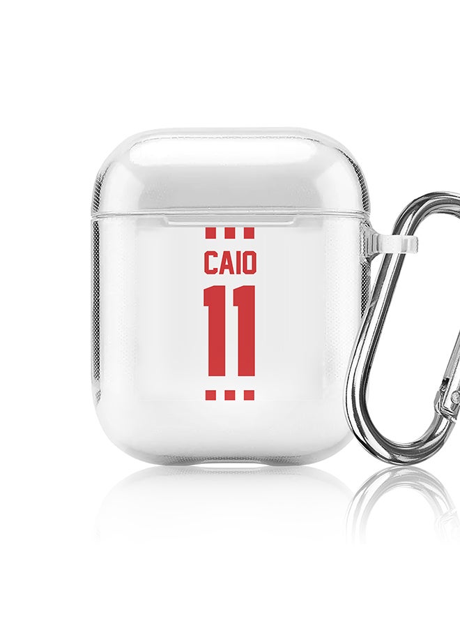 Stylizedd Classic Clear printed Case for Apple Airpods 2 / 1 Soft TPU Gel Thin Transparent Flexible Cover - Football Team - UAE, Player Name - Caio - Image 1