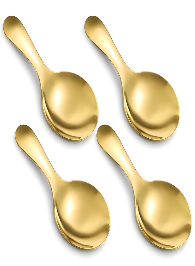 Macuezu 4 PCS Stainless Steel Coffee Scoop, Gold Measuring Spoons for Canisters, Small Short Handle Tablespoon for Tea, Sugar, Ice Cream, Dessert - Dishwasher Safe, Rustproof - Image 1