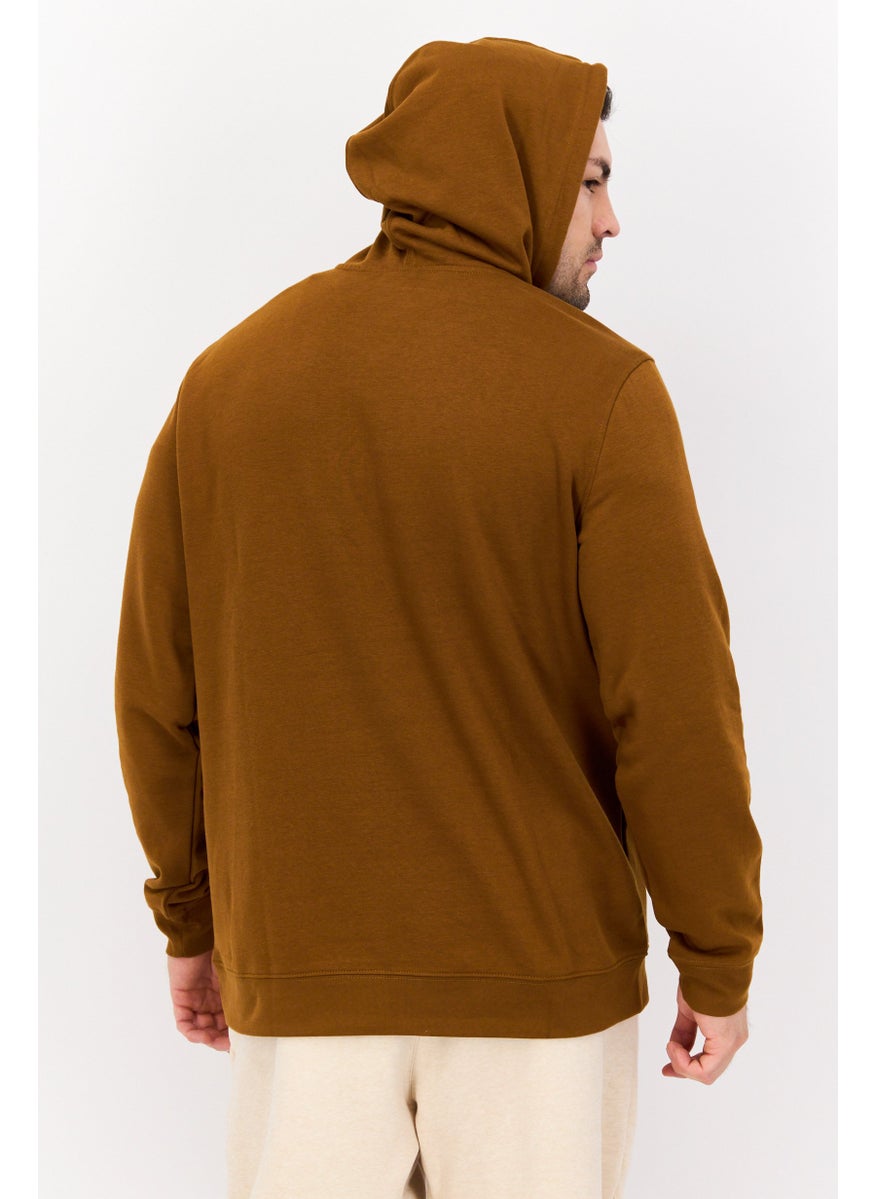 Hurley - Men Hooded Brand Logo Long Sleeve Sweatshirt, Brown - Image 1