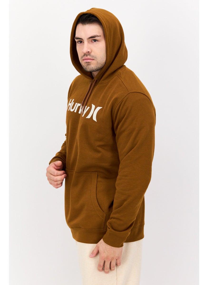 Hurley - Men Hooded Brand Logo Long Sleeve Sweatshirt, Brown - Image 1