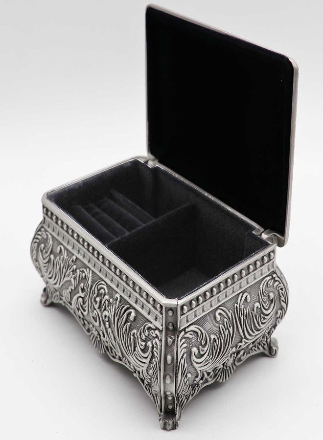AVESON Rectangle Antique Metal Jewelry Box Trinket Storage Organizer Gift Box Chest Ring Case with Floral Engraved for Girls Ladies Women, Medium - Image 4