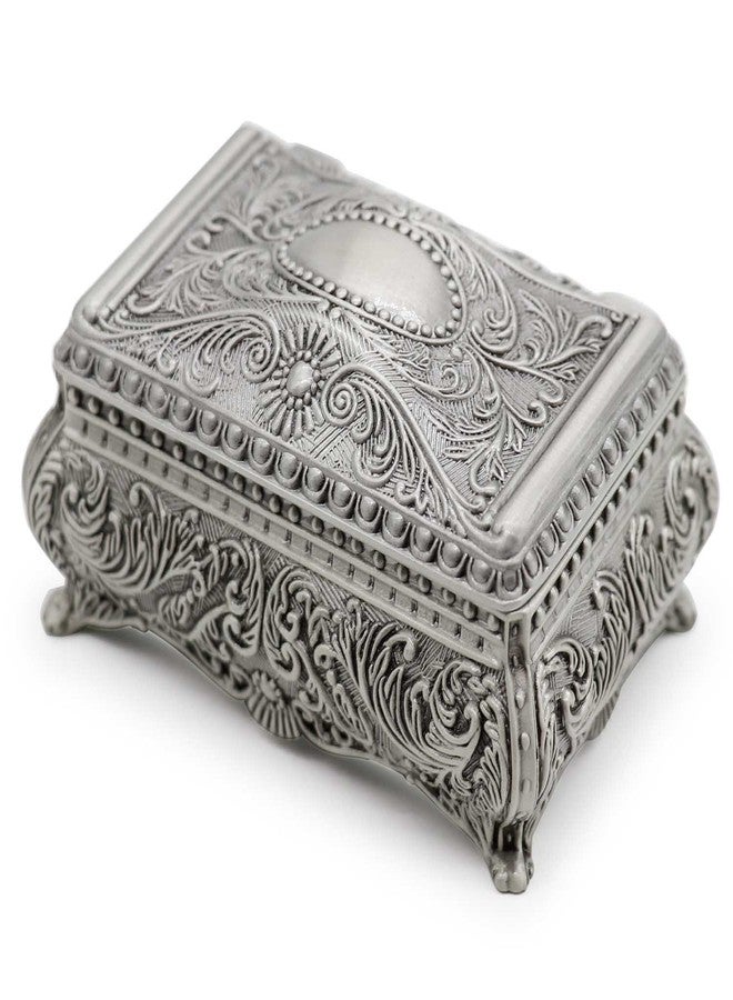 AVESON Rectangle Antique Metal Jewelry Box Trinket Storage Organizer Gift Box Chest Ring Case with Floral Engraved for Girls Ladies Women, Medium - Image 1