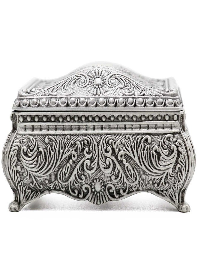 AVESON Rectangle Antique Metal Jewelry Box Trinket Storage Organizer Gift Box Chest Ring Case with Floral Engraved for Girls Ladies Women, Medium - Image 3