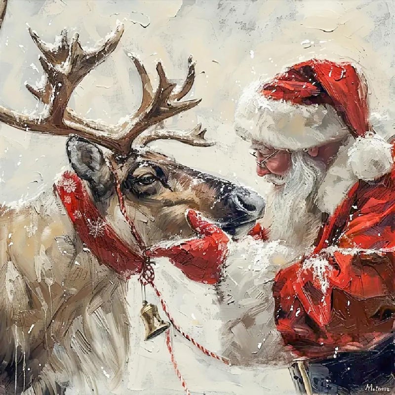 BOHADIY Christmas Night Diamond Art Kits for Adults-DIY 5D Santa Claus Deer Diamond Painting Kit for Adults Beginners, Full Drill Diamond Gem Art Painting Kits Xmas Crafts for Wall Art Decor 12x16in - Image 1